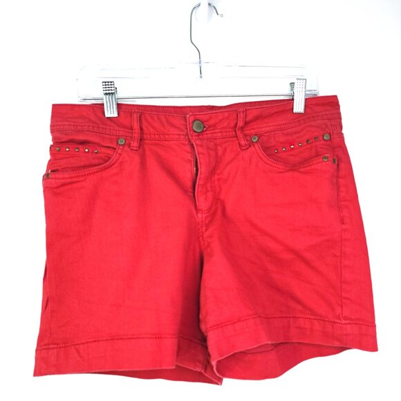 Sonoma Red Washed Taylor Studded Modern Fit Stretch High Rise Shorts - Picture 1 of 8